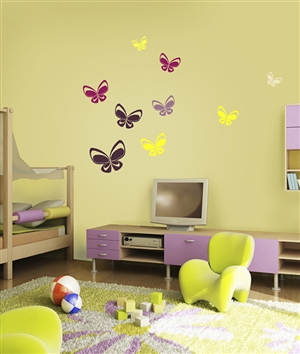 Techno Mod Butterflies wall decals stickers