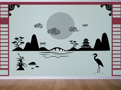 Japanese Asian Landscape Scene wall decal sticker