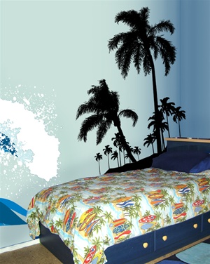 Surf's Up Beach Palms wall decal sticker